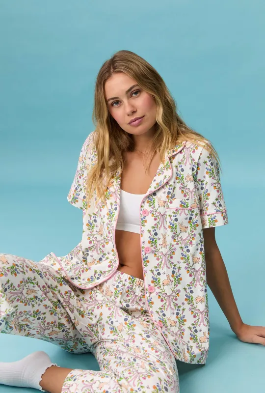 Bunny Blooms Short Sleeve Classic Stretch Jersey Cropped Pj Set sold by BedHead