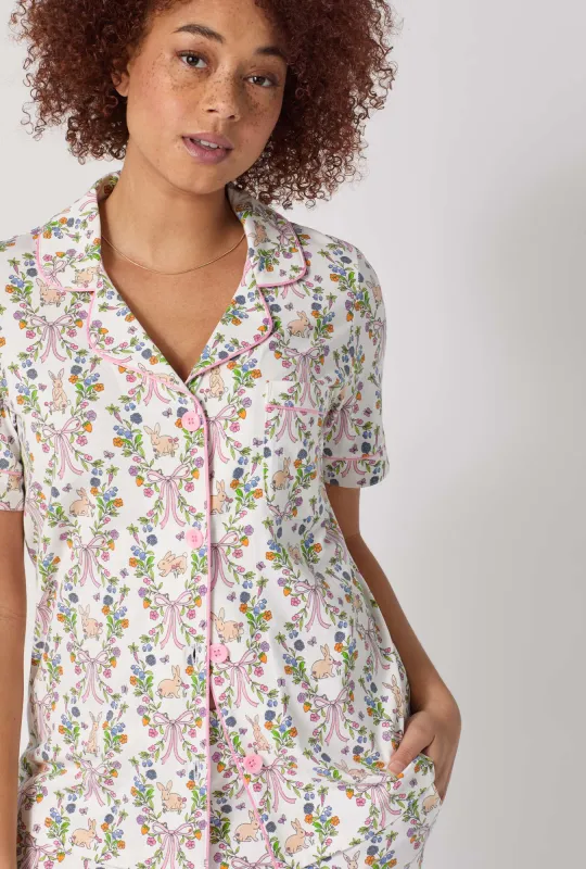 Bunny Blooms Short Sleeve Classic Shorty Stretch Jersey Pj Set sold by BedHead
