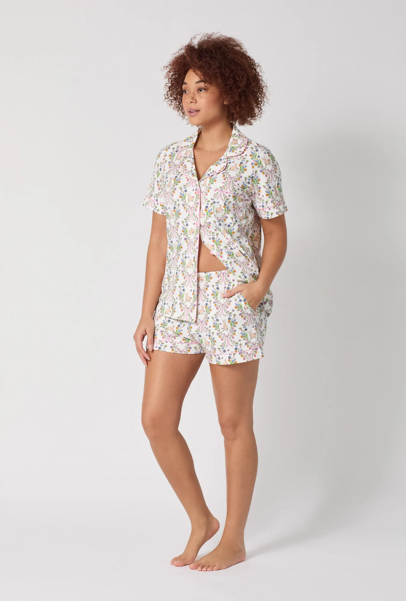 Bunny Blooms Short Sleeve Classic Shorty Stretch Jersey Pj Set sold by BedHead product image thumbnail 3