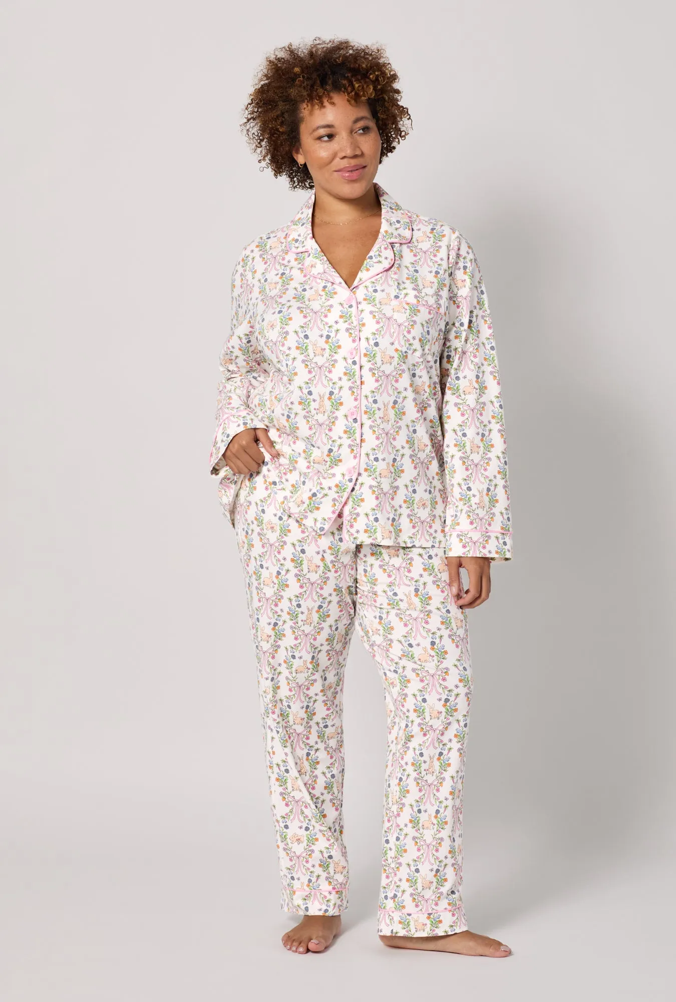 Bunny Blooms Long Sleeve Classic Stretch Jersey Pj Set sold by BedHead product image thumbnail 5