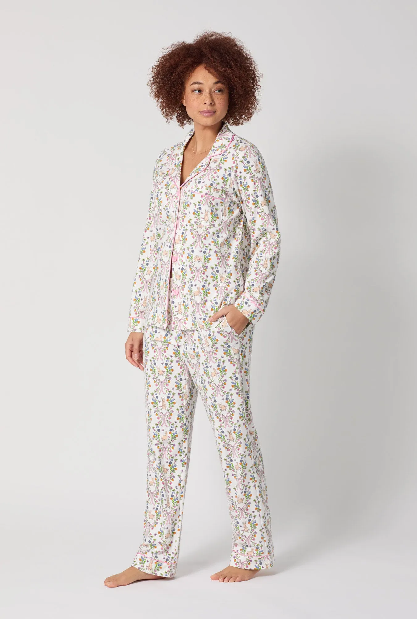 Bunny Blooms Long Sleeve Classic Stretch Jersey Pj Set sold by BedHead product image thumbnail 3