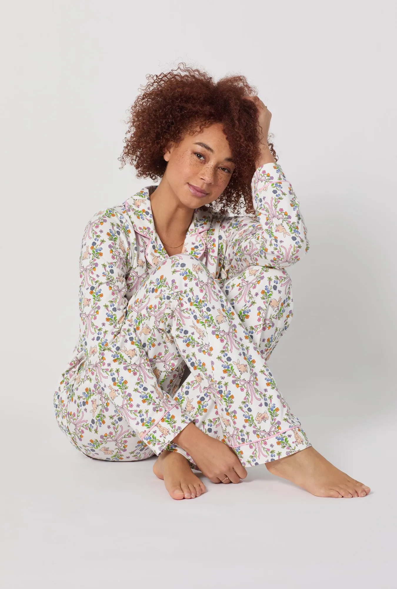 Bunny Blooms Long Sleeve Classic Stretch Jersey Pj Set sold by BedHead