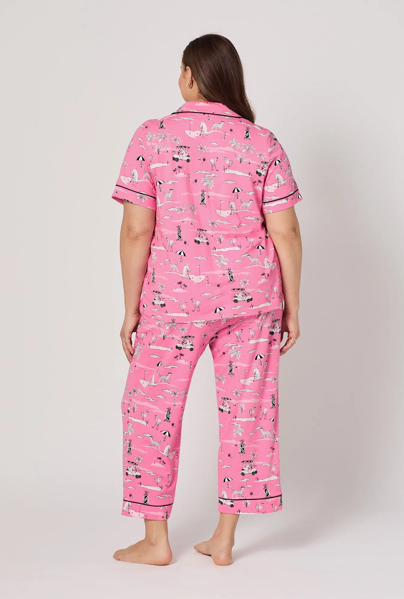 Putting Pink Short Sleeve Classic Stretch Jersey Cropped Pj Set sold by BedHead product image thumbnail 5