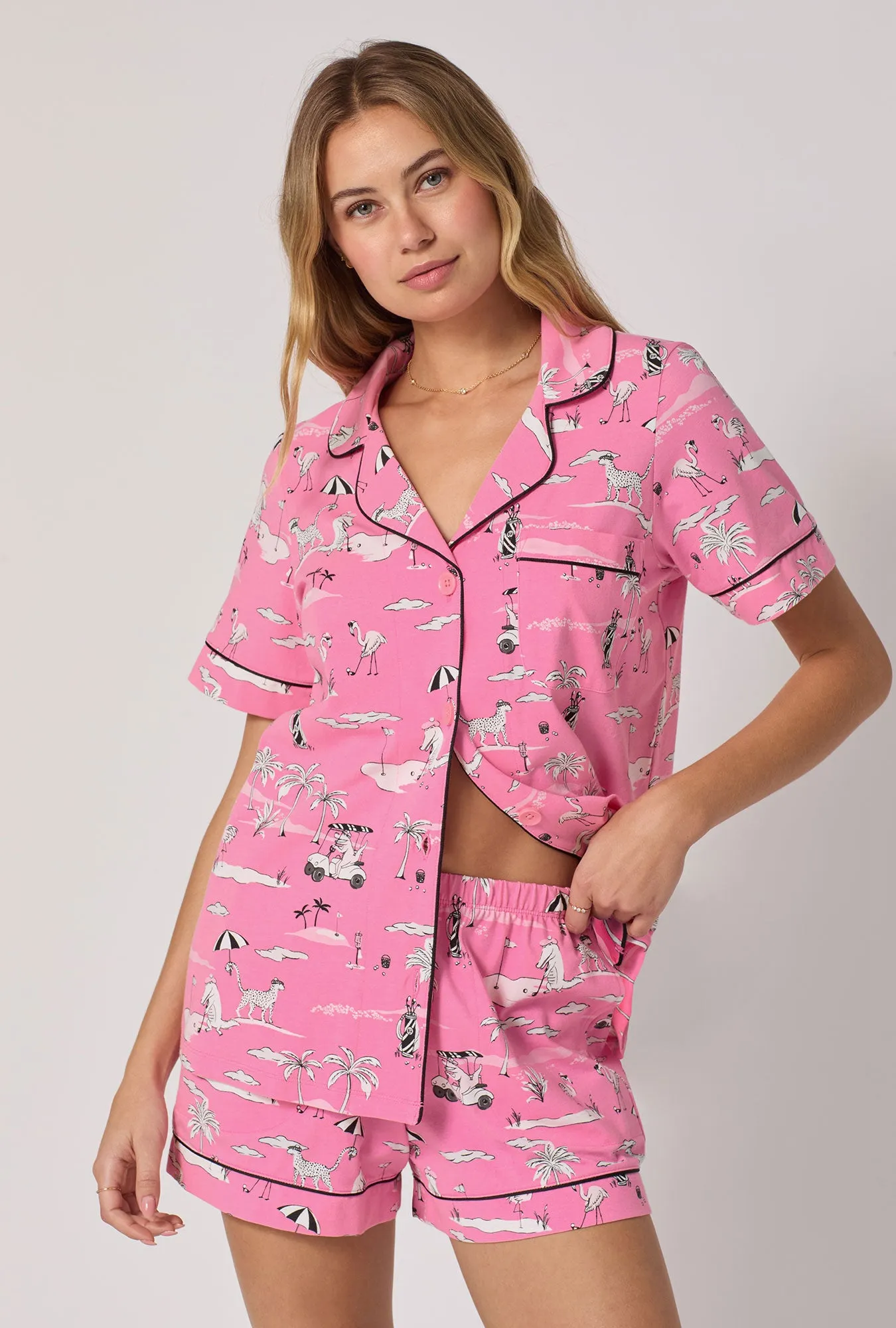 Putting Pink Short Sleeve Classic Shorty Stretch Jersey Pj Set sold by BedHead product image thumbnail 4