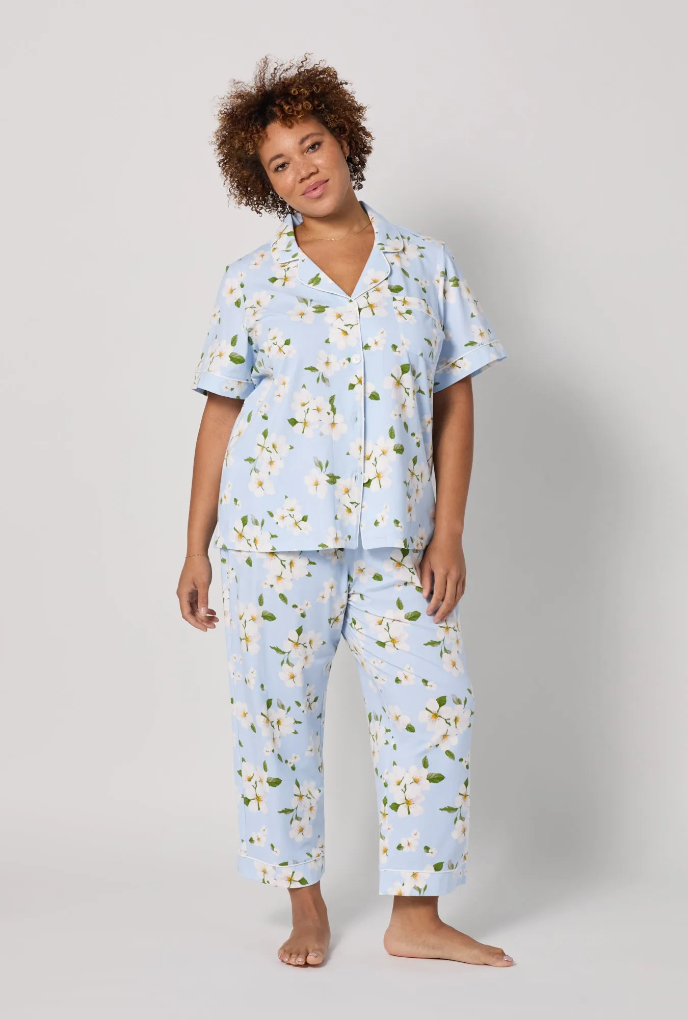 Magnolia Breeze Short Sleeve Classic Stretch Jersey Cropped Pj Set sold by BedHead product image thumbnail 5