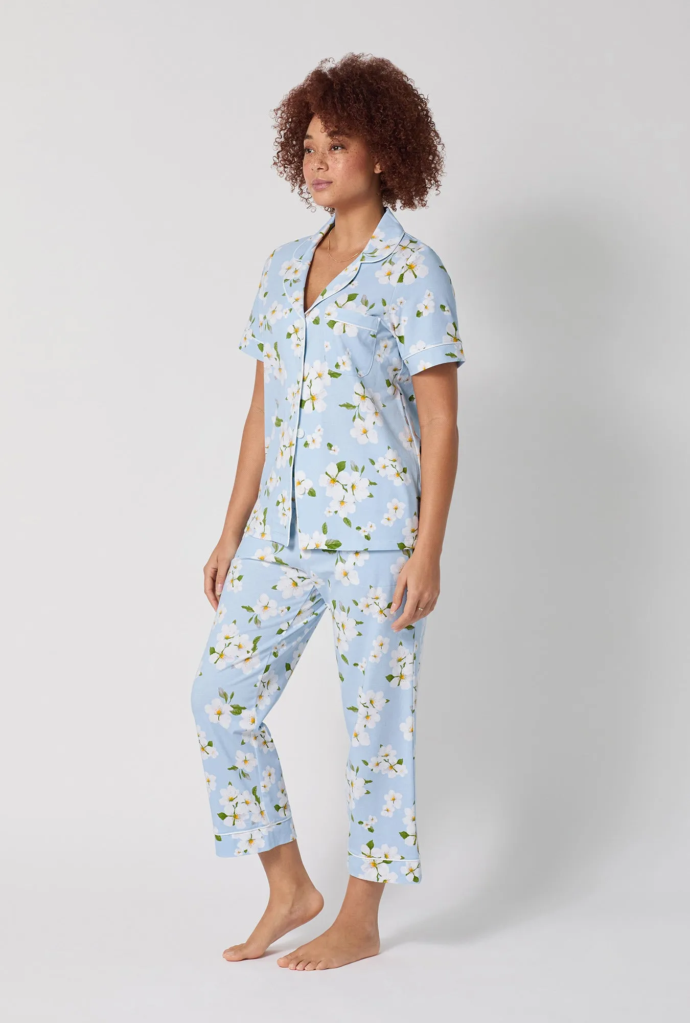Magnolia Breeze Short Sleeve Classic Stretch Jersey Cropped Pj Set sold by BedHead product image thumbnail 2