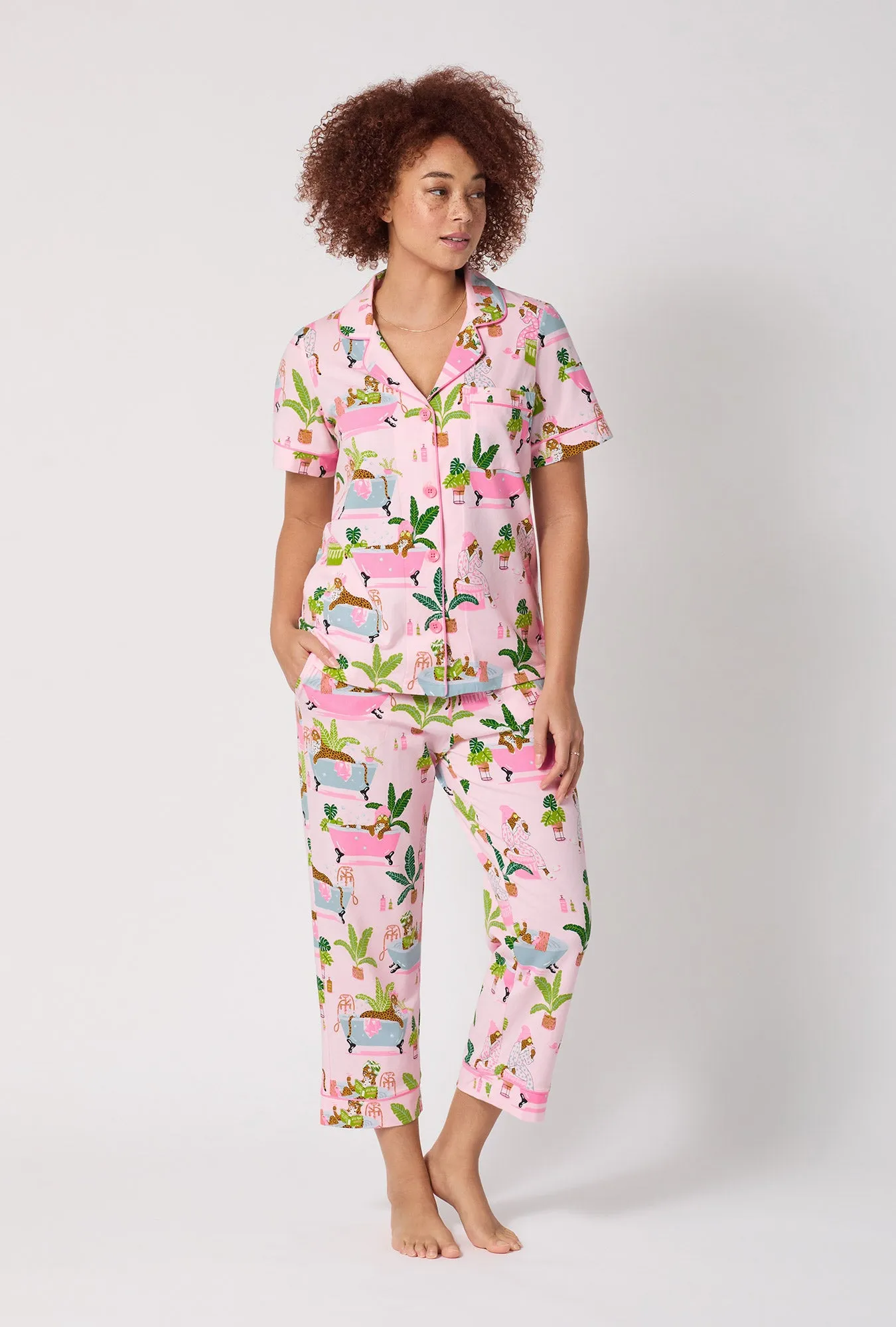 Spa Day Short Sleeve Classic Stretch Jersey Cropped Pj Set sold by BedHead product image thumbnail 2