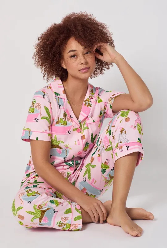 Spa Day Short Sleeve Classic Stretch Jersey Cropped Pj Set sold by BedHead