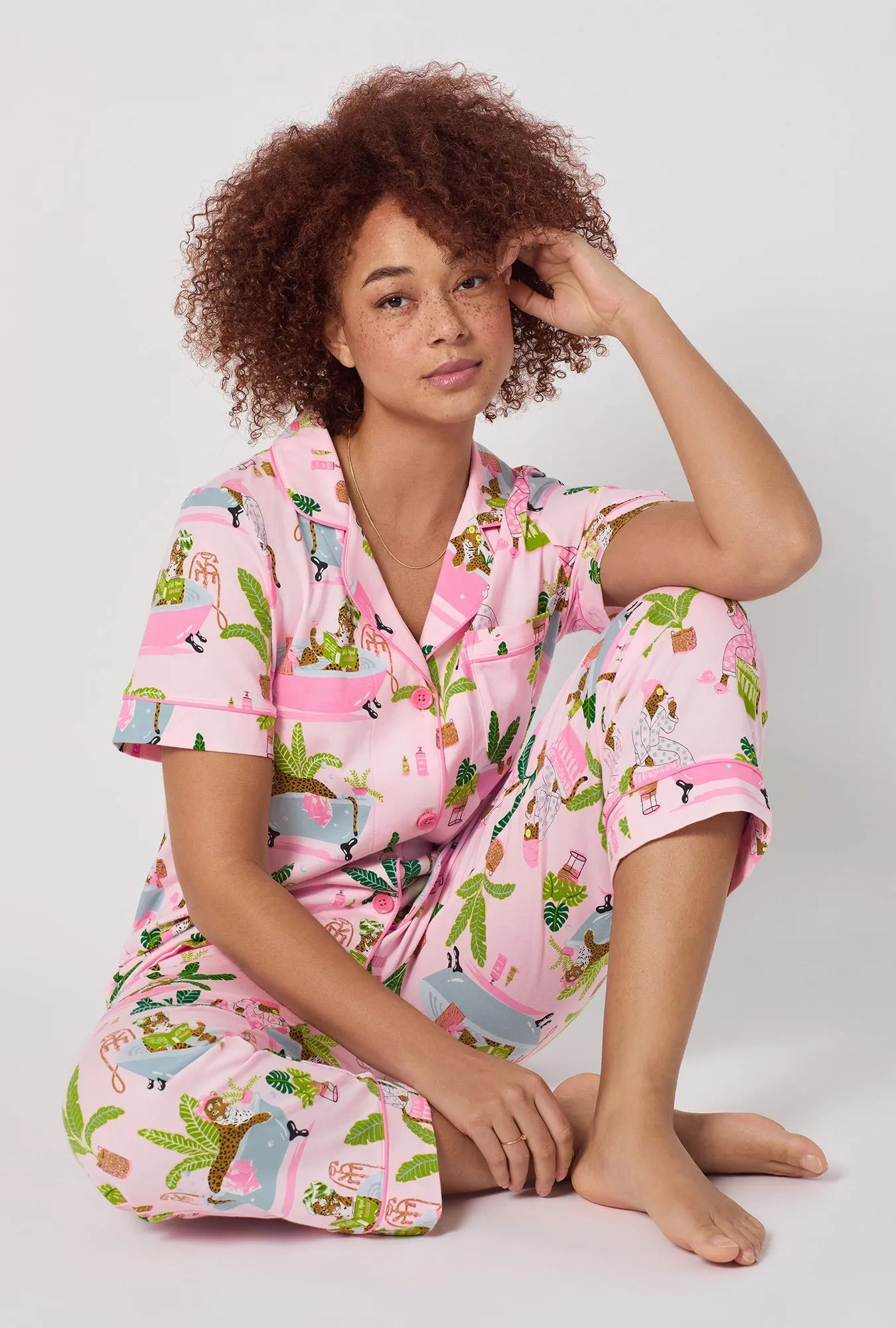 Spa Day Short Sleeve Classic Stretch Jersey Cropped Pj Set sold by BedHead