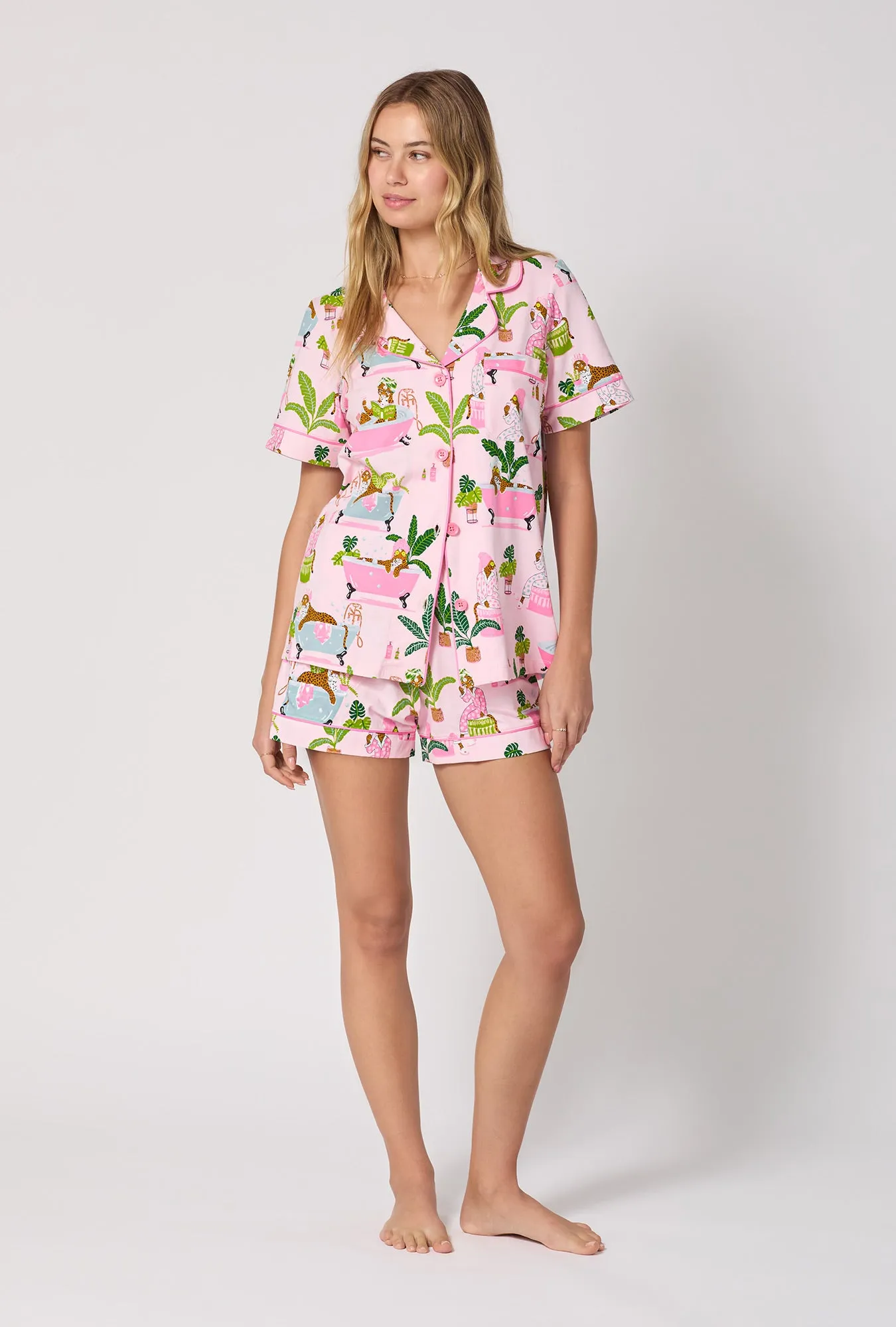 Spa Day Short Sleeve Classic Shorty Stretch Jersey Pj Set sold by BedHead