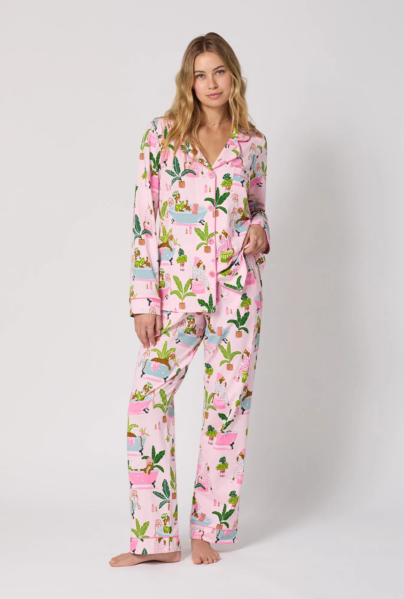 Spa Day Long Sleeve Classic Stretch Jersey Pj Set sold by BedHead product image thumbnail 2