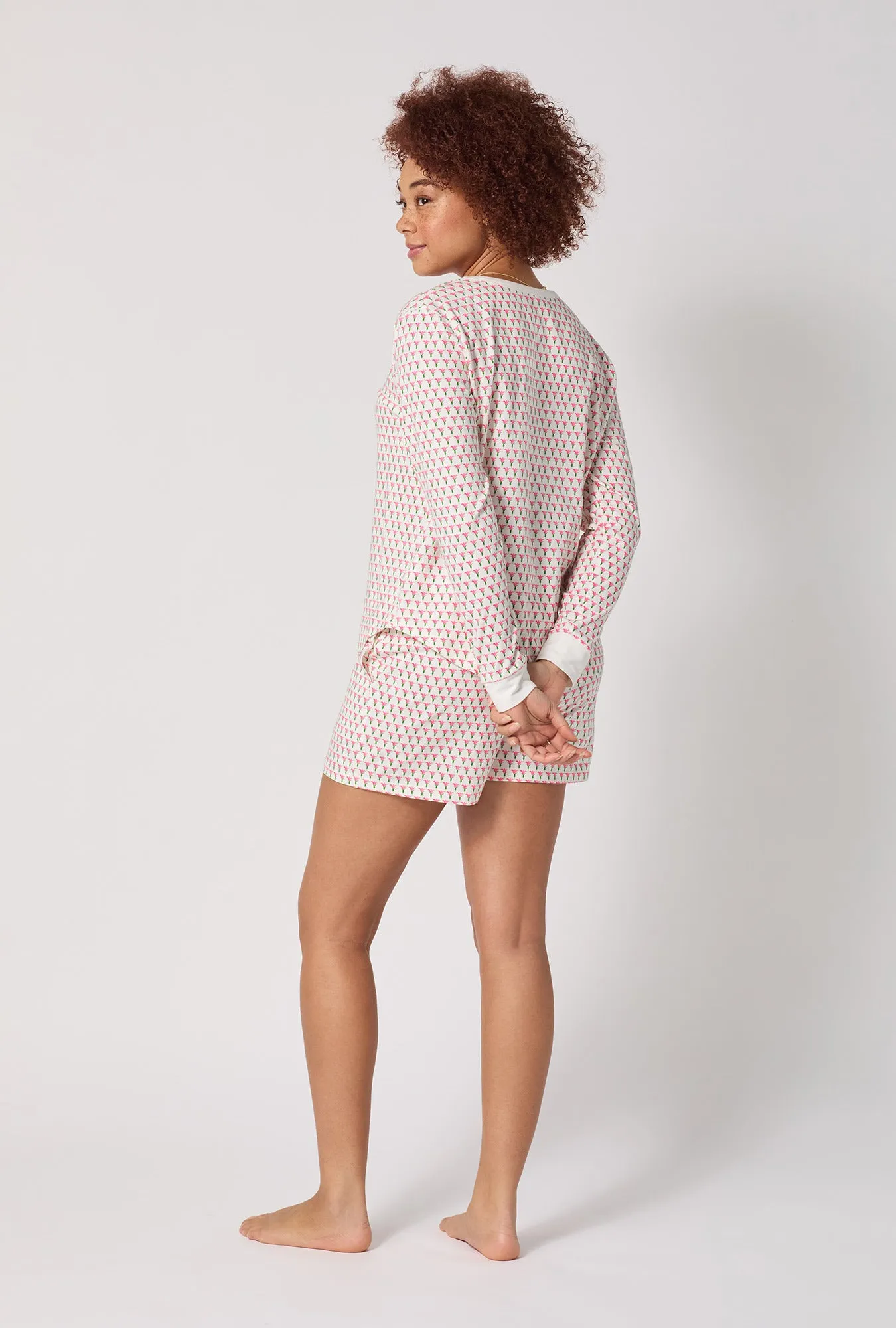 Blossom Geo Long Sleeve Pullover Crew And Shorty Stretch Jersey Pj Set sold by BedHead product image thumbnail 5