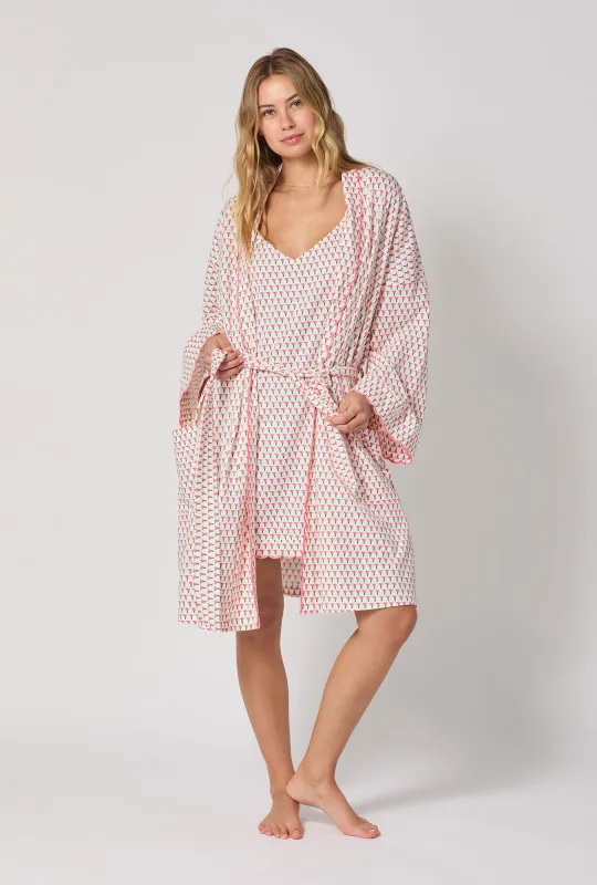 Blossom Geo Banded Collar Stretch Jersey Robe sold by BedHead