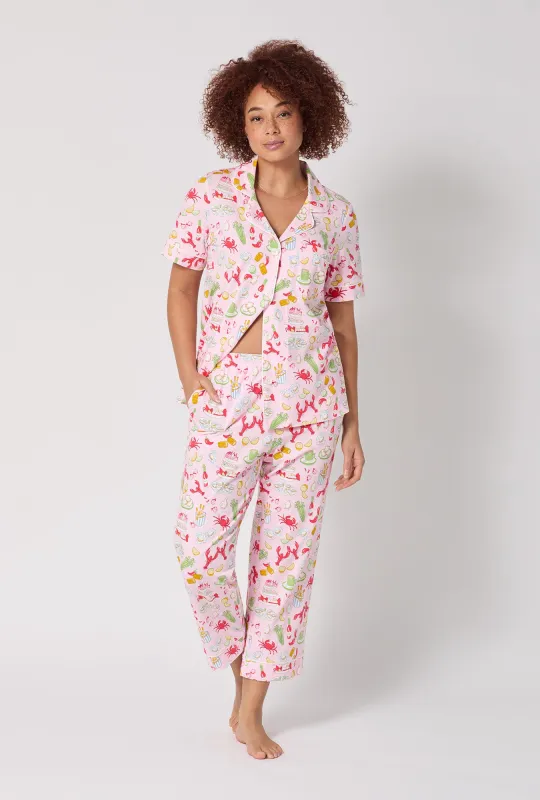 French Quarter Short Sleeve Classic Stretch Jersey Cropped Pj Set made by BedHead