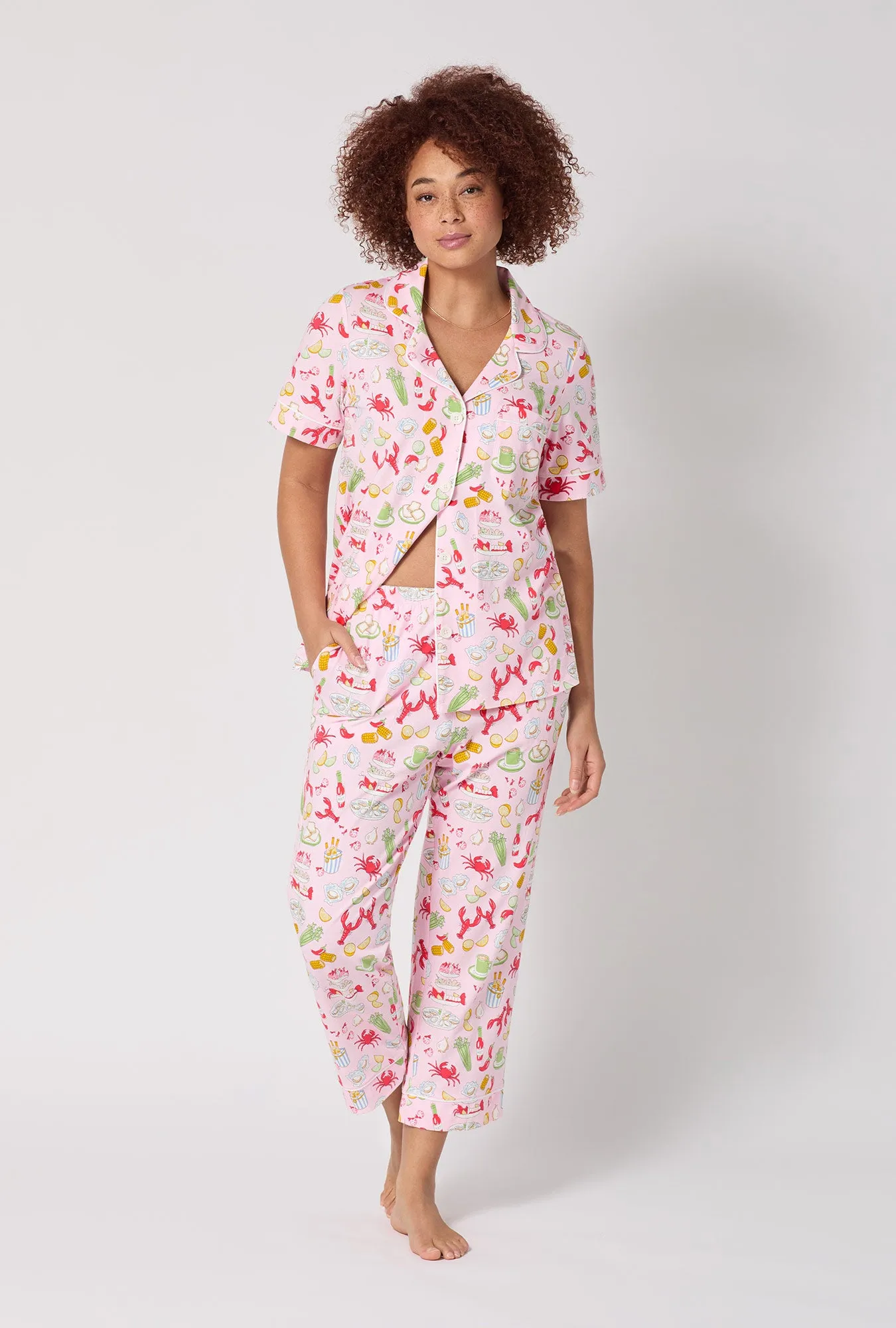 French Quarter Short Sleeve Classic Stretch Jersey Cropped Pj Set sold by BedHead