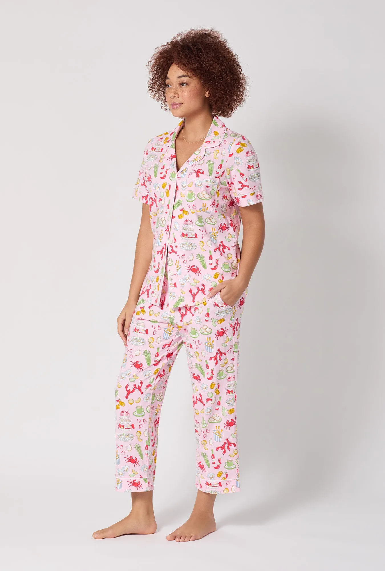 French Quarter Short Sleeve Classic Stretch Jersey Cropped Pj Set sold by BedHead product image thumbnail 2