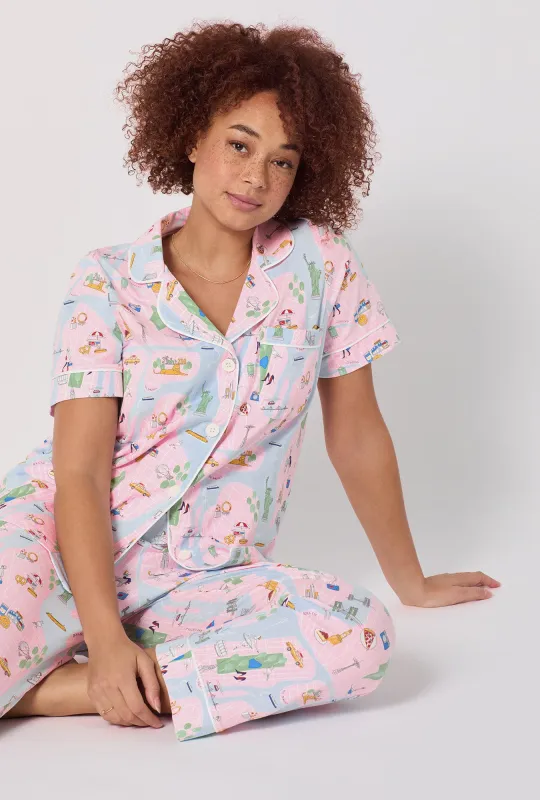 New York, New York Short Sleeve Classic Stretch Jersey Cropped Pj Set sold by BedHead