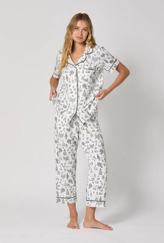 Tie The Knot Short Sleeve Classic Stretch Jersey Cropped Pj Set sold by BedHead