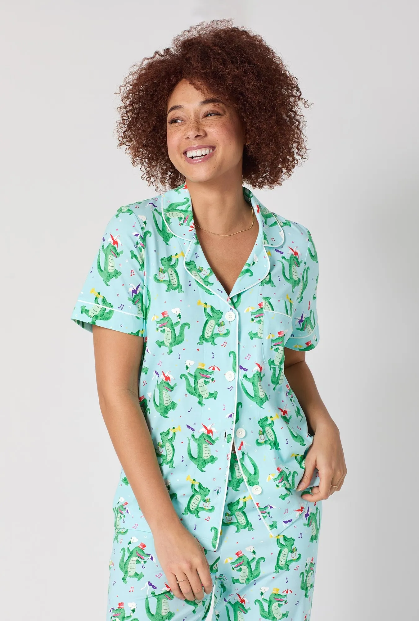 Jazzy Gators Short Sleeve Classic Stretch Jersey Cropped Pj Set sold by BedHead product image thumbnail 5
