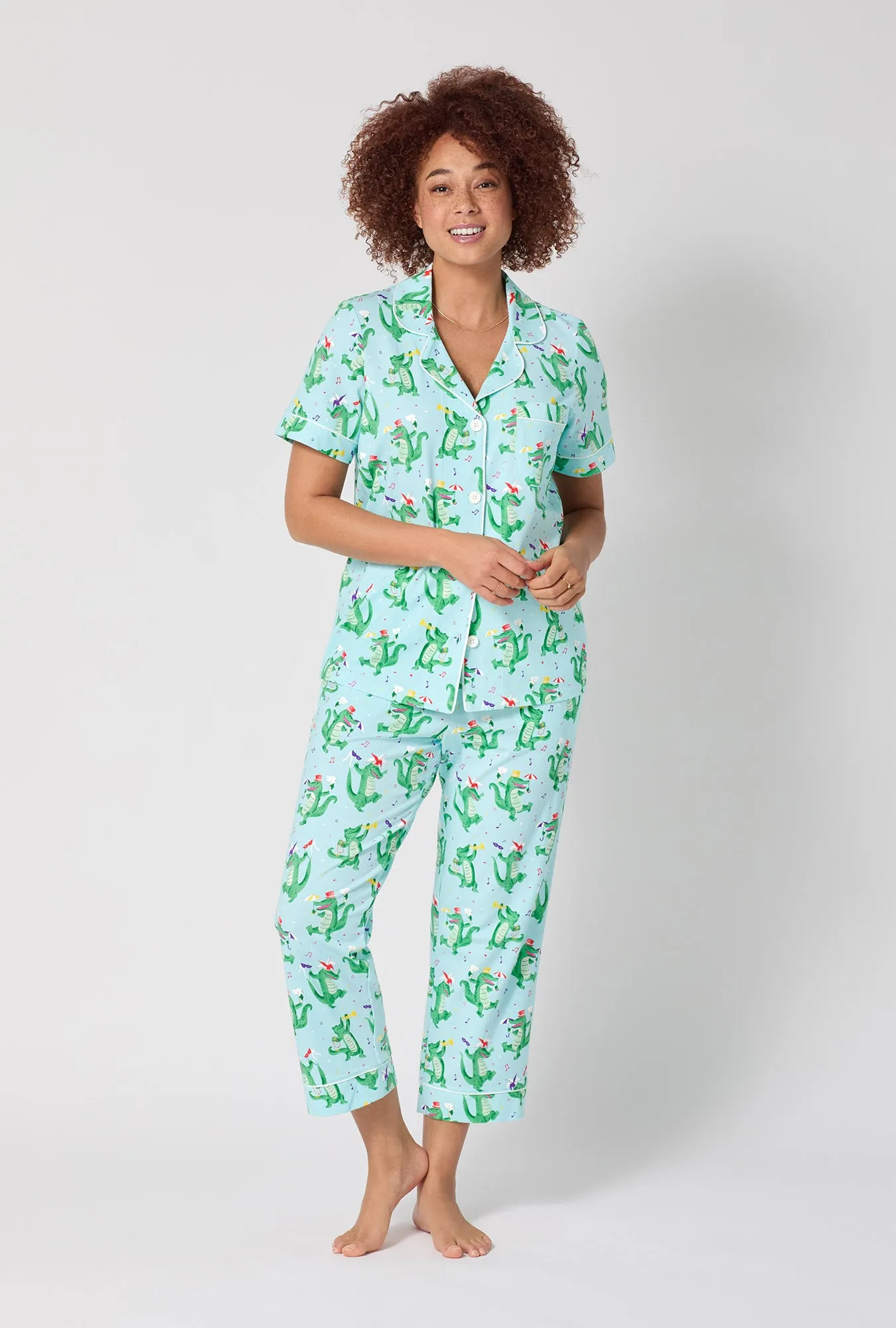 Jazzy Gators Short Sleeve Classic Stretch Jersey Cropped Pj Set sold by BedHead product image thumbnail 2