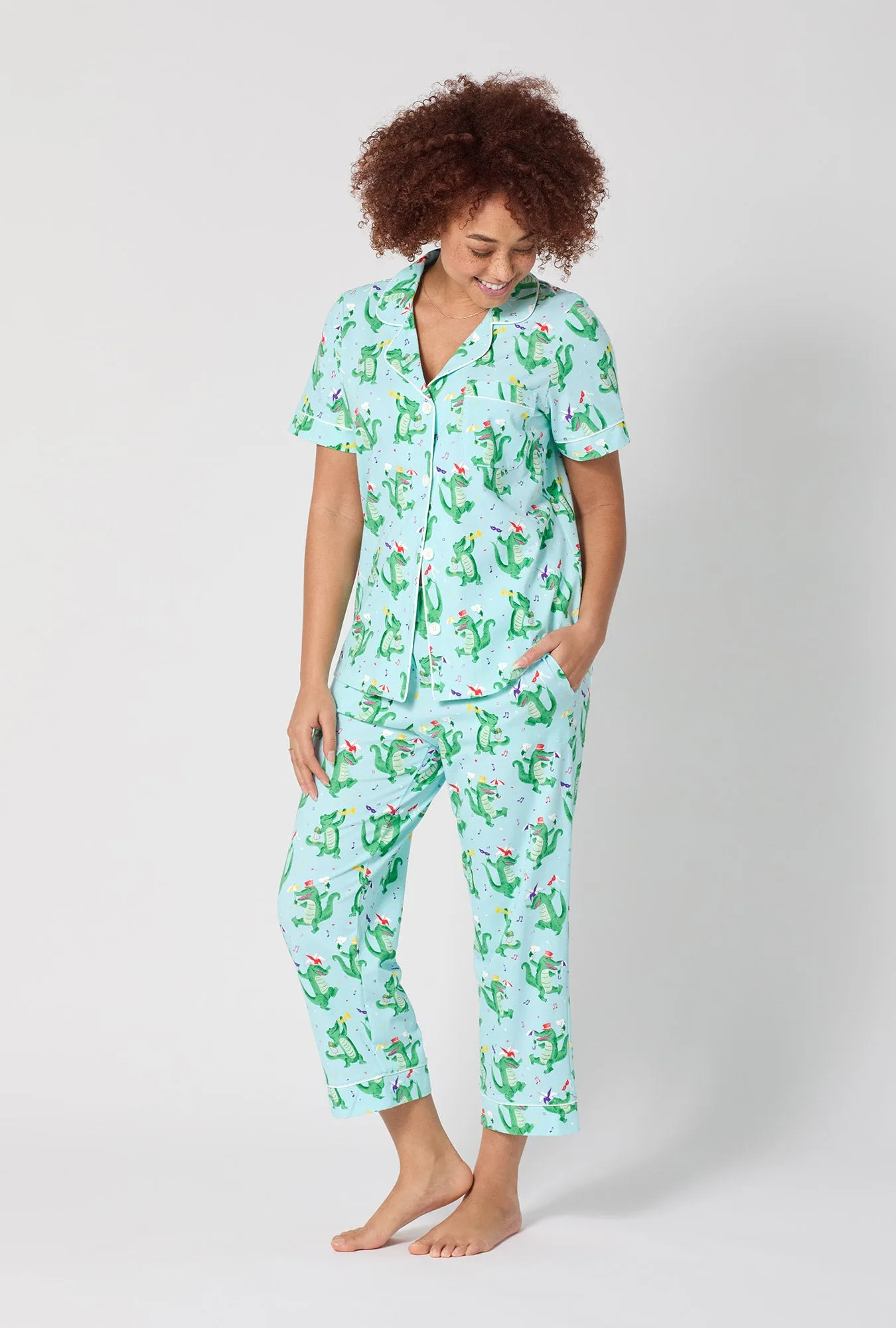 Jazzy Gators Short Sleeve Classic Stretch Jersey Cropped Pj Set sold by BedHead product image thumbnail 3