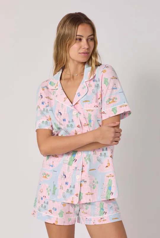 New York, New York Short Sleeve Classic Shorty Stretch Jersey Pj Set sold by BedHead