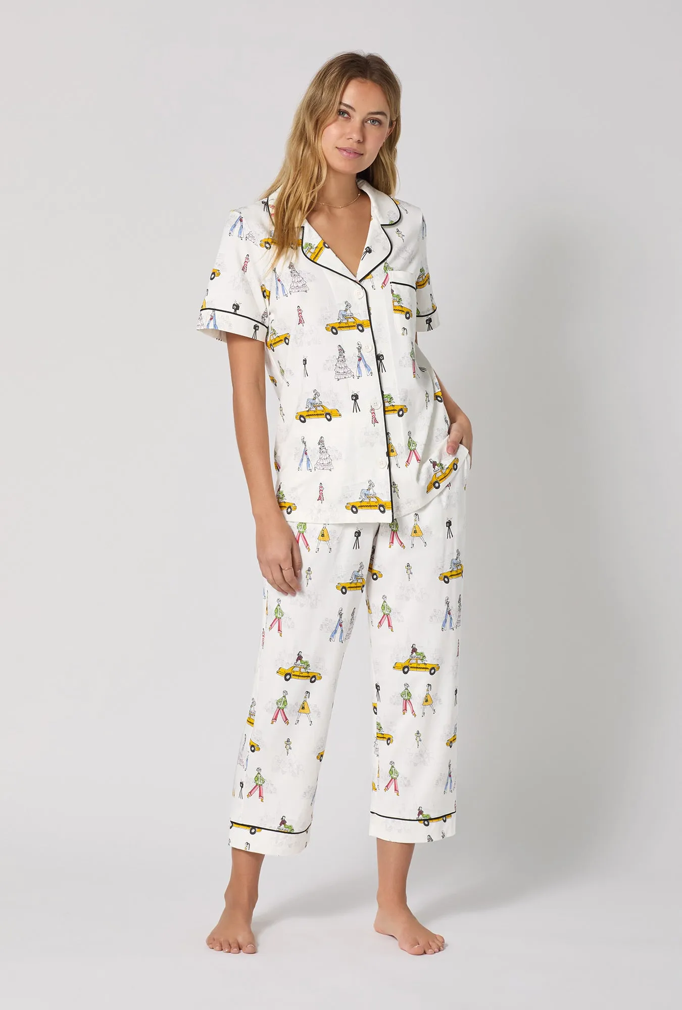 Fashion Week Short Sleeve Classic Stretch Jersey Cropped Pj Set sold by BedHead