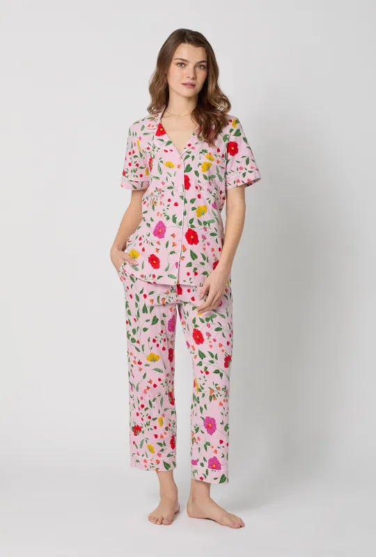 Sunlit Floral Short Sleeve Classic Stretch Jersey Cropped Pj Set sold by BedHead