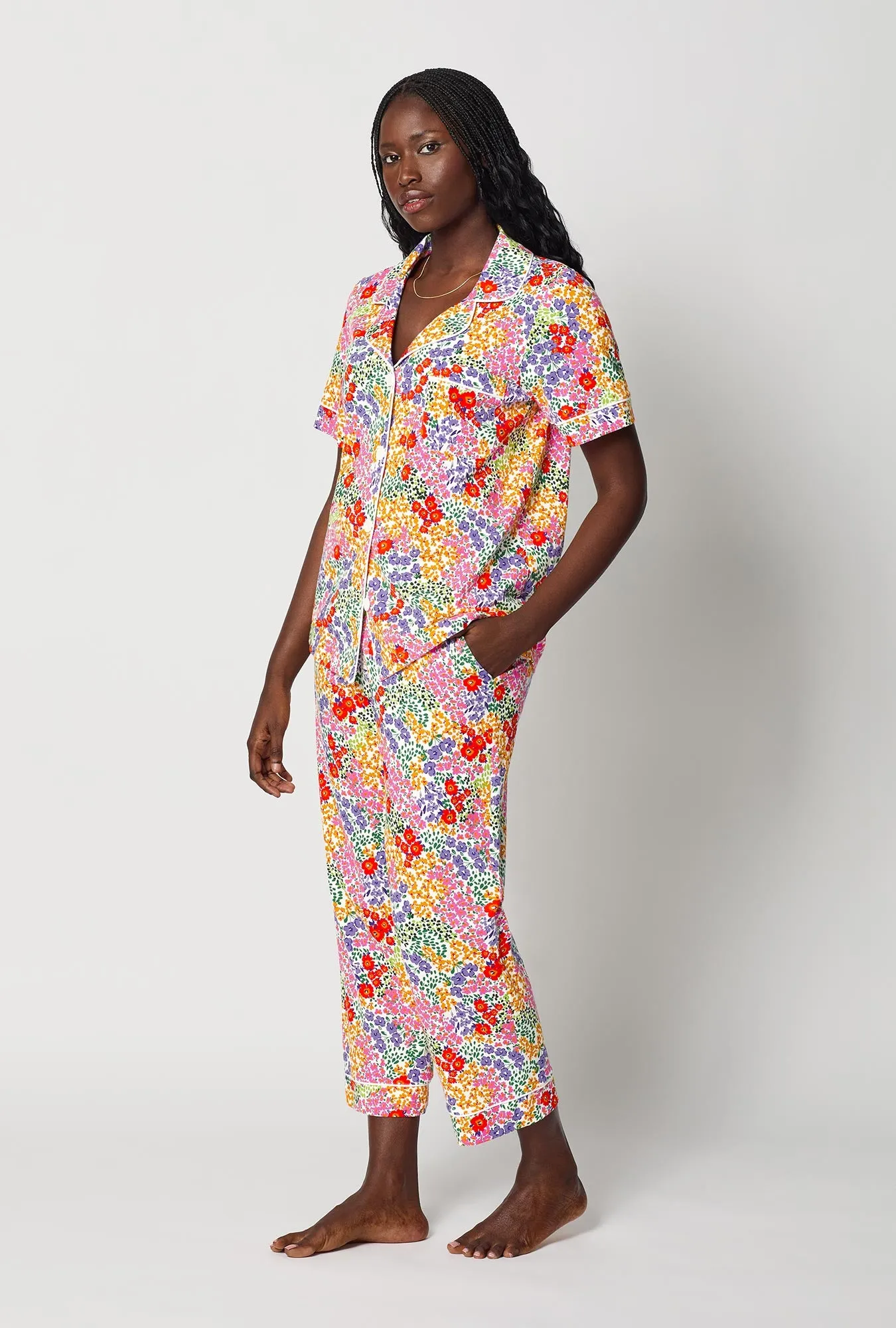 Spring Fields Short Sleeve Classic Stretch Jersey Cropped Pj Set sold by BedHead product image thumbnail 2