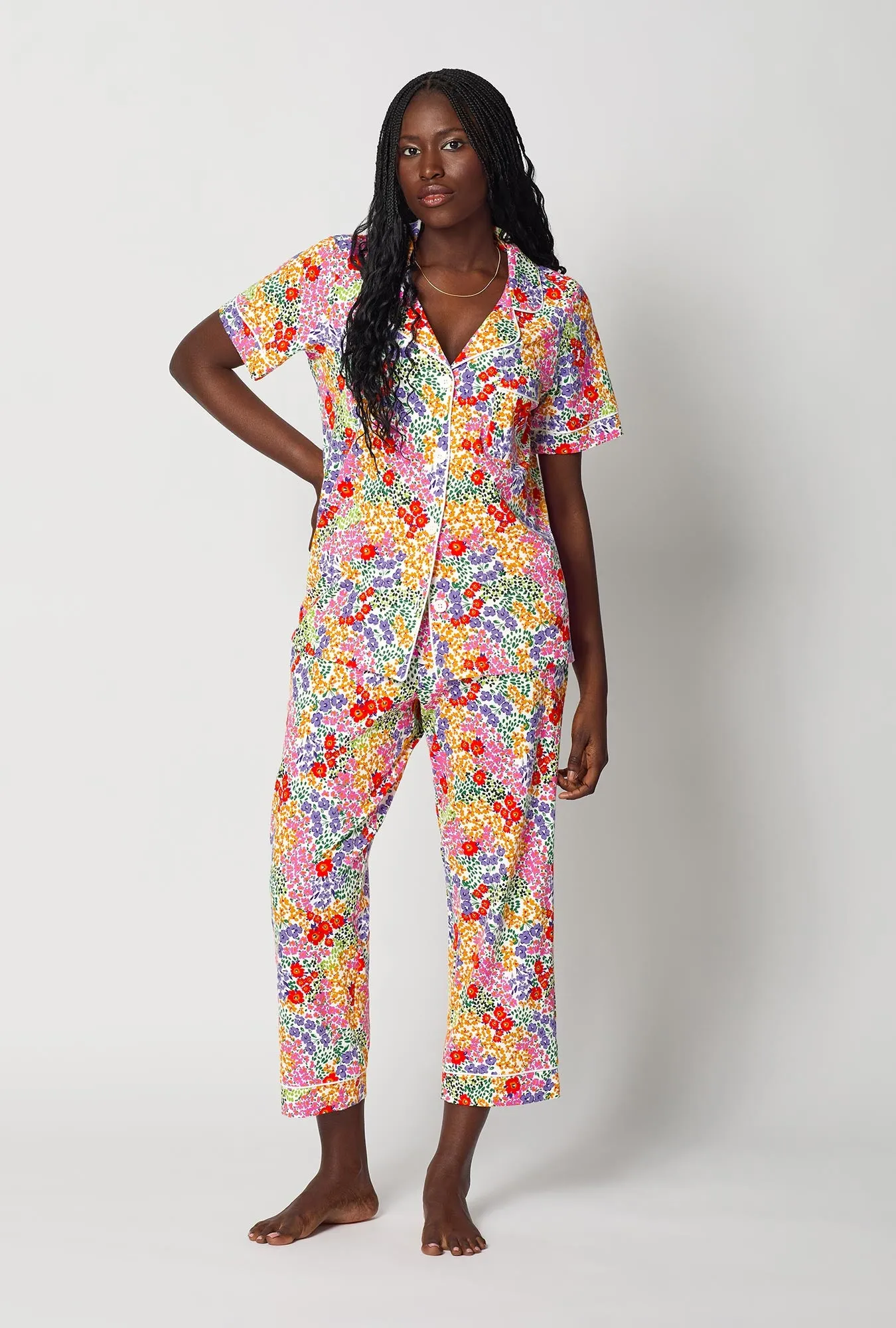 Spring Fields Short Sleeve Classic Stretch Jersey Cropped Pj Set sold by BedHead