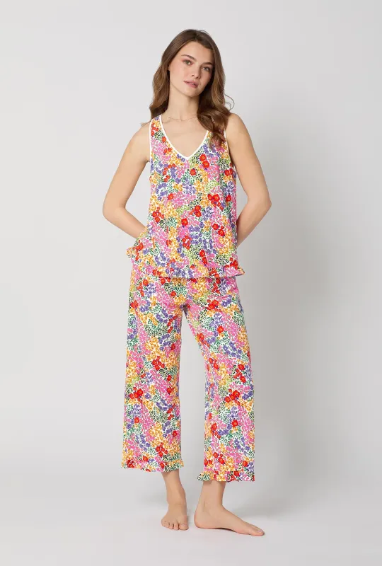 Spring Fields Ruffle Tank Stretch Jersey Cropped Pj Set sold by BedHead