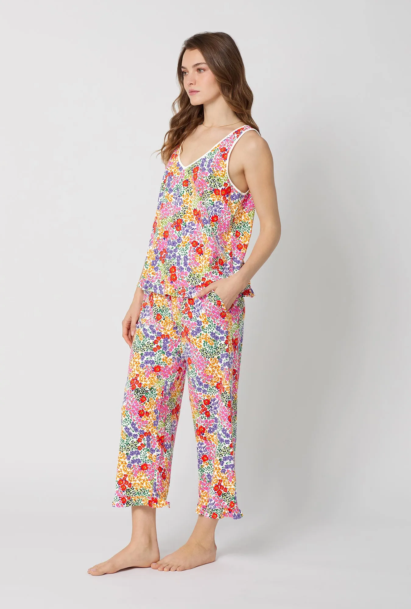 Spring Fields Ruffle Tank Stretch Jersey Cropped Pj Set sold by BedHead product image thumbnail 2