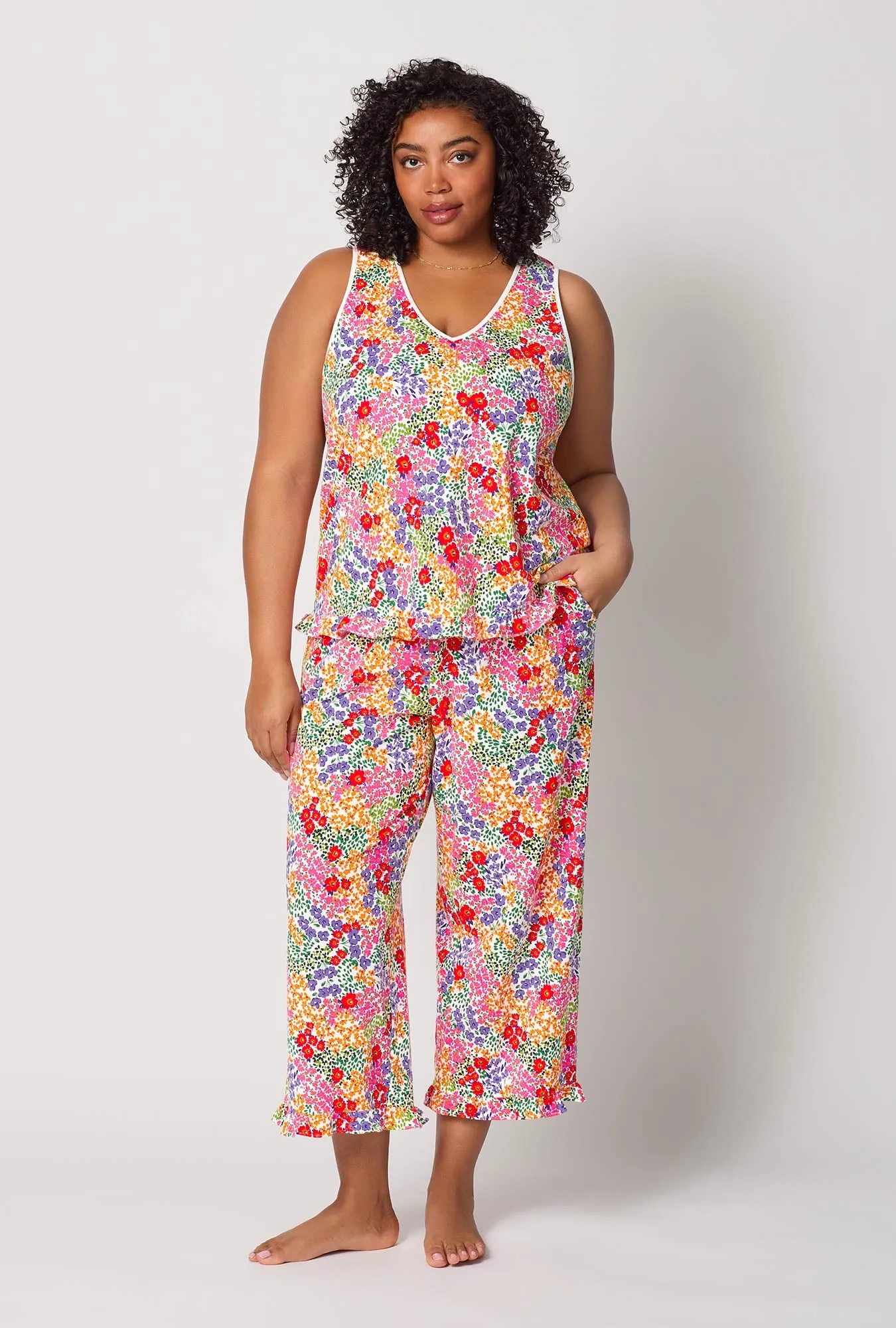 Spring Fields Ruffle Tank Stretch Jersey Cropped Pj Set sold by BedHead product image thumbnail 5