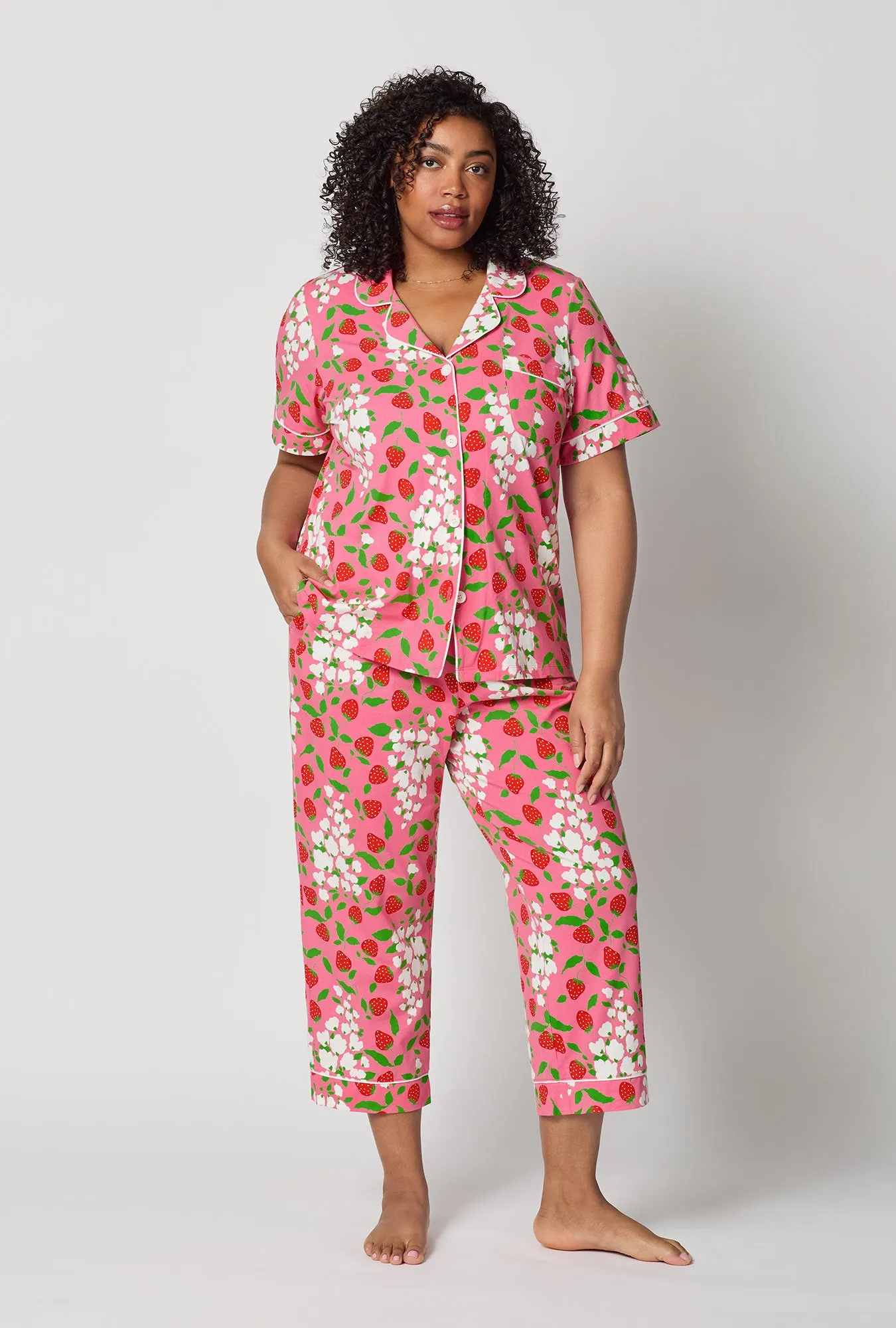 Spring Berry Short Sleeve Classic Stretch Jersey Cropped Pj Set sold by BedHead product image thumbnail 5