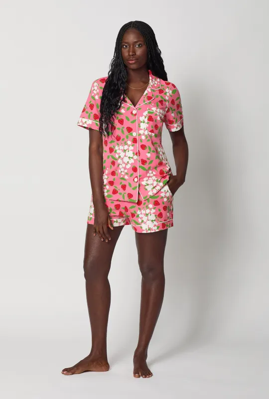 Spring Berry Short Sleeve Classic Shorty Stretch Jersey Pj Set made by BedHead