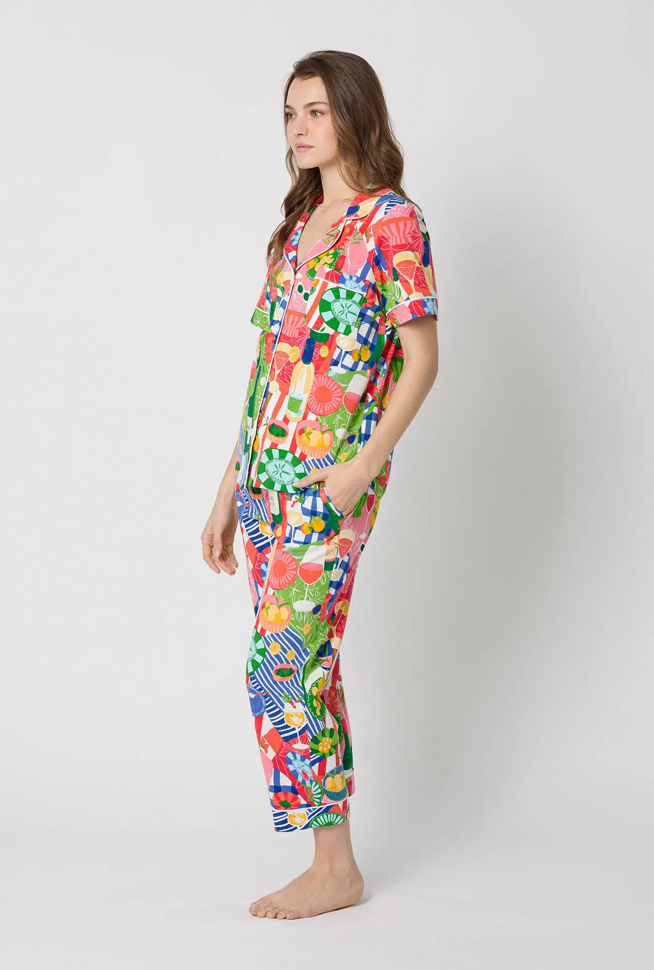 Picnic In The Park Short Sleeve Classic Stretch Jersey Cropped Pj Set sold by BedHead product image thumbnail 2