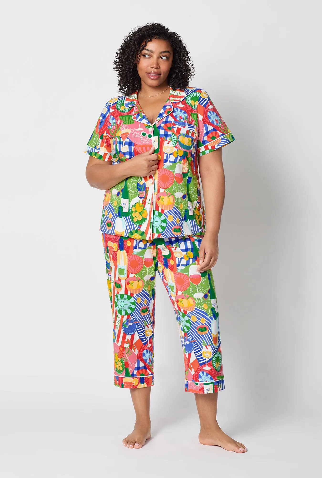 Picnic In The Park Short Sleeve Classic Stretch Jersey Cropped Pj Set sold by BedHead product image thumbnail 5