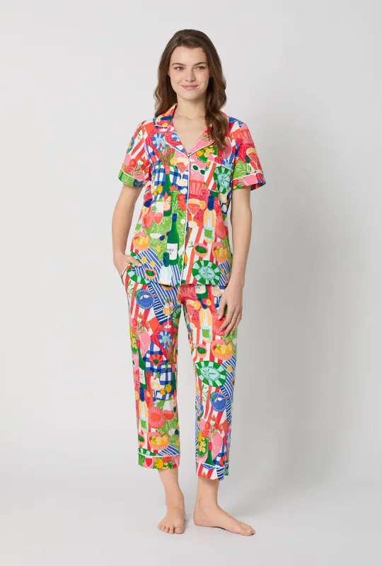 Picnic In The Park Short Sleeve Classic Stretch Jersey Cropped Pj Set made by BedHead