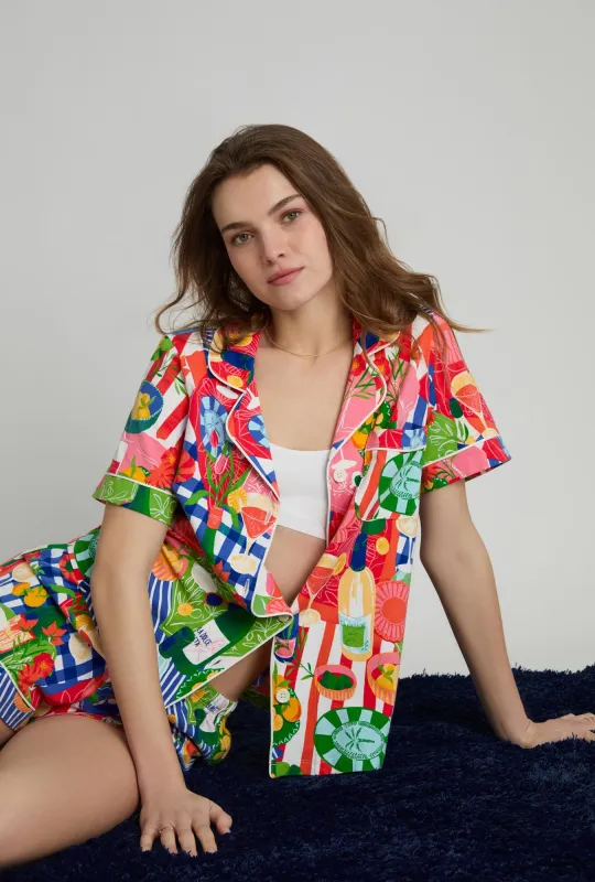 Picnic In The Park Short Sleeve Classic Shorty Stretch Jersey Pj Set made by BedHead