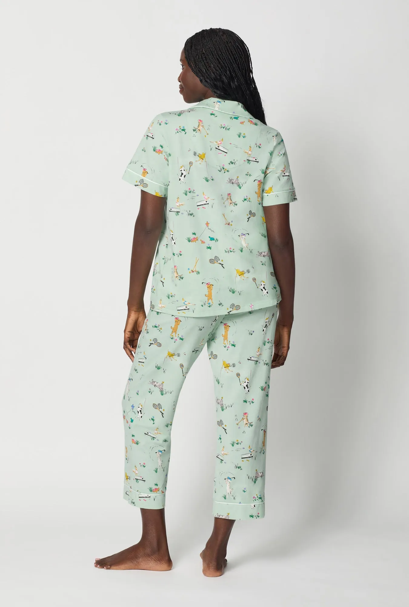 Lawn Games Short Sleeve Classic Stretch Jersey Cropped Pj Set sold by BedHead product image thumbnail 4