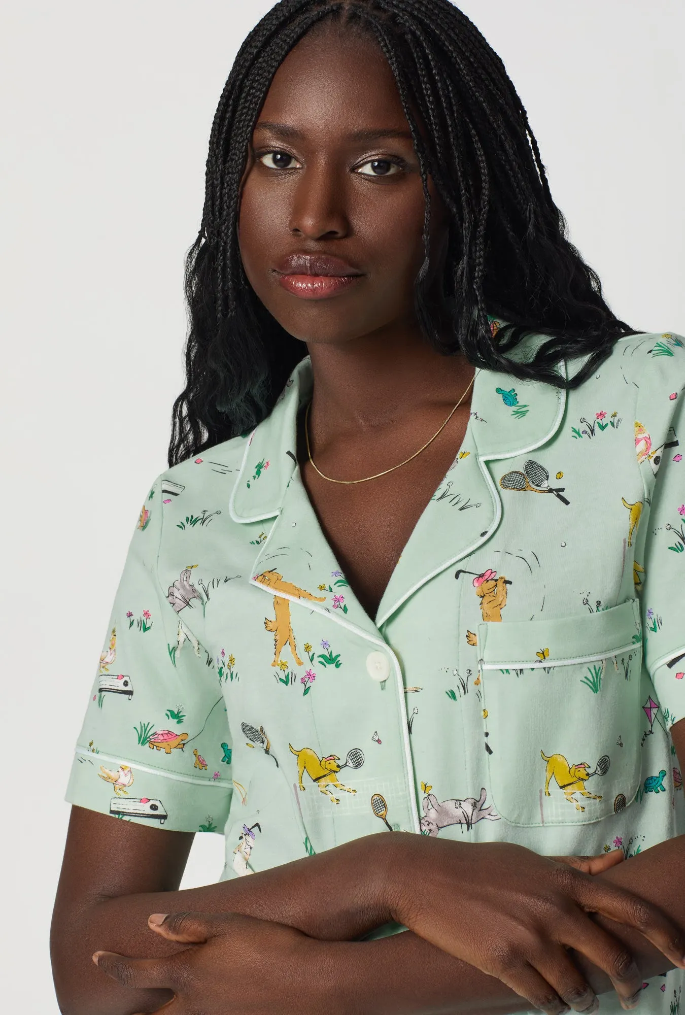 Lawn Games Short Sleeve Classic Stretch Jersey Cropped Pj Set sold by BedHead product image thumbnail 5