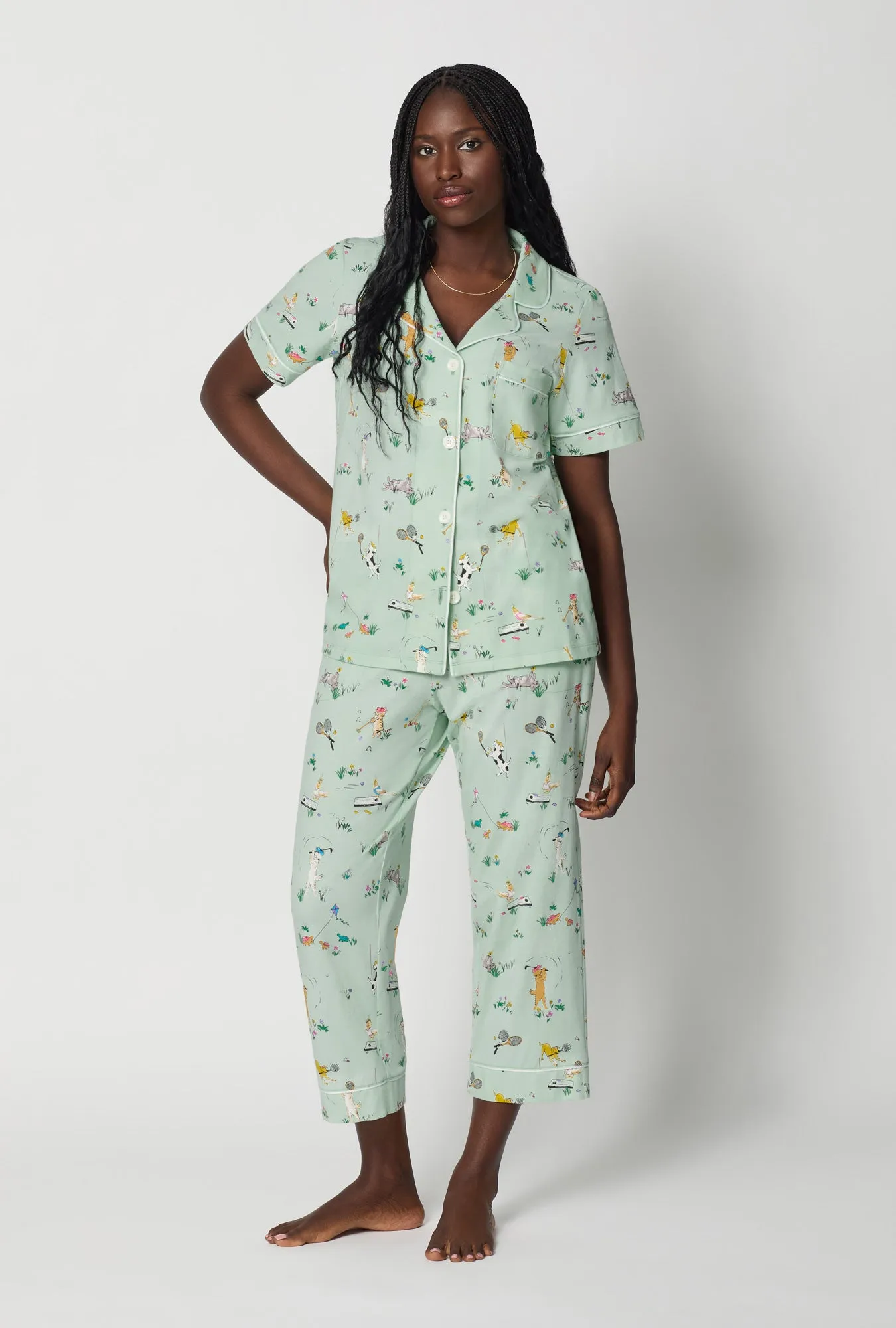 Lawn Games Short Sleeve Classic Stretch Jersey Cropped Pj Set sold by BedHead product image thumbnail 2