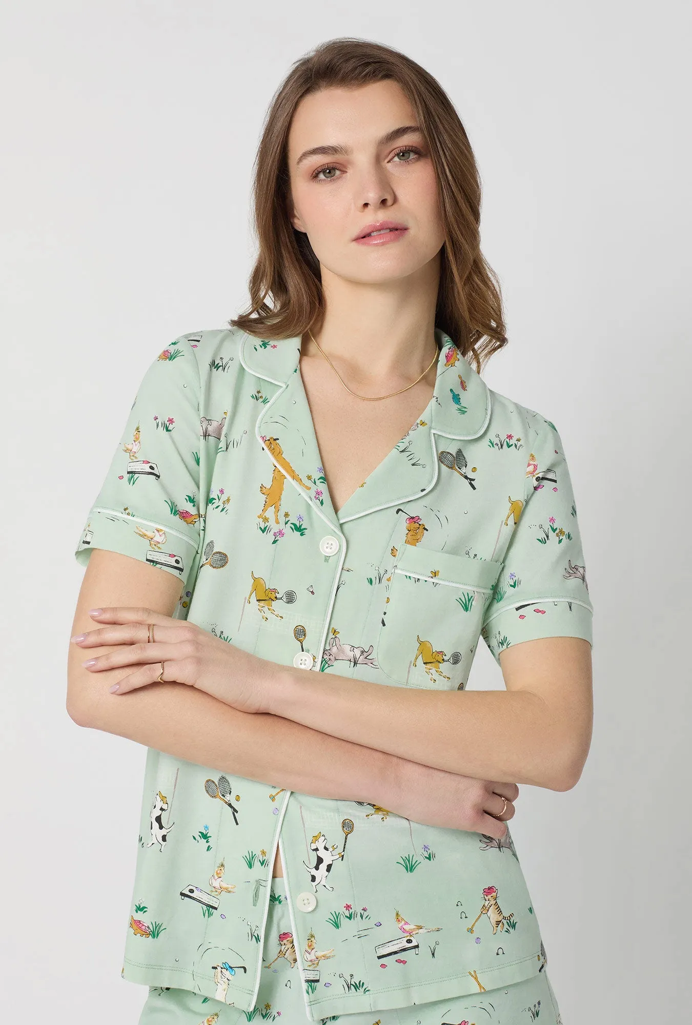 Lawn Games Short Sleeve Classic Shorty Stretch Jersey Pj Set sold by BedHead product image thumbnail 4