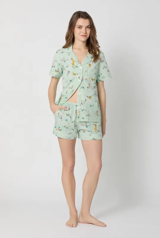 Lawn Games Short Sleeve Classic Shorty Stretch Jersey Pj Set sold by BedHead