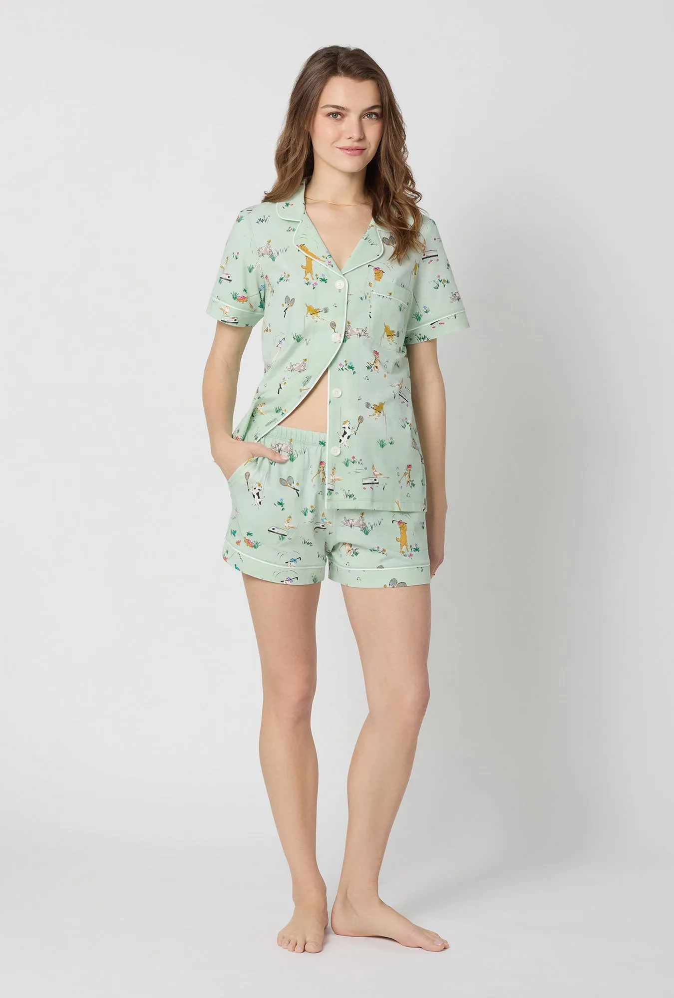 Lawn Games Short Sleeve Classic Shorty Stretch Jersey Pj Set sold by BedHead