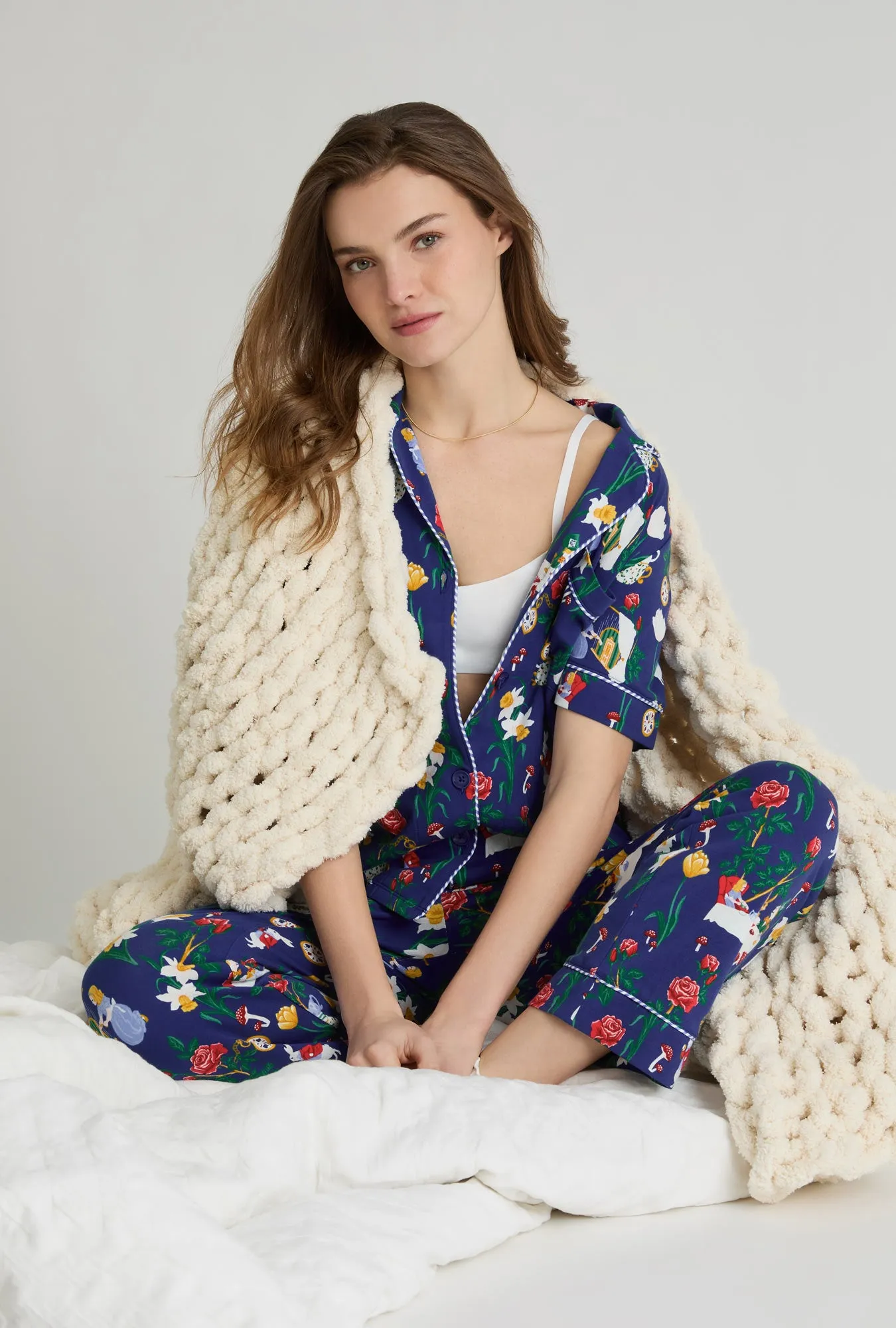 Alice's Adventures Short Sleeve Classic Stretch Jersey Cropped Pj Set sold by BedHead