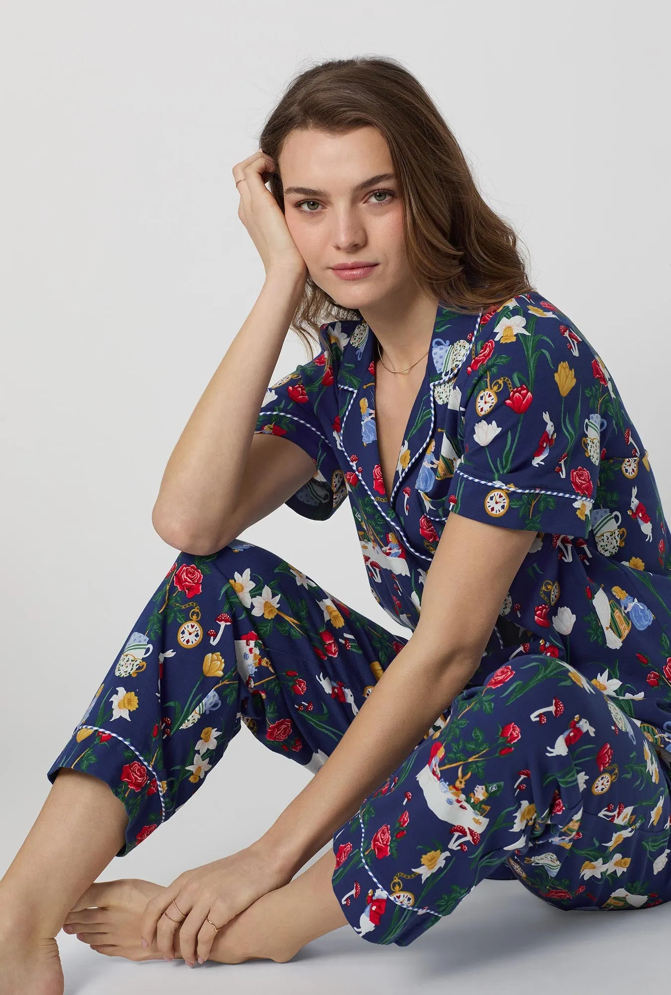 Alice's Adventures Short Sleeve Classic Stretch Jersey Cropped Pj Set sold by BedHead product image thumbnail 5