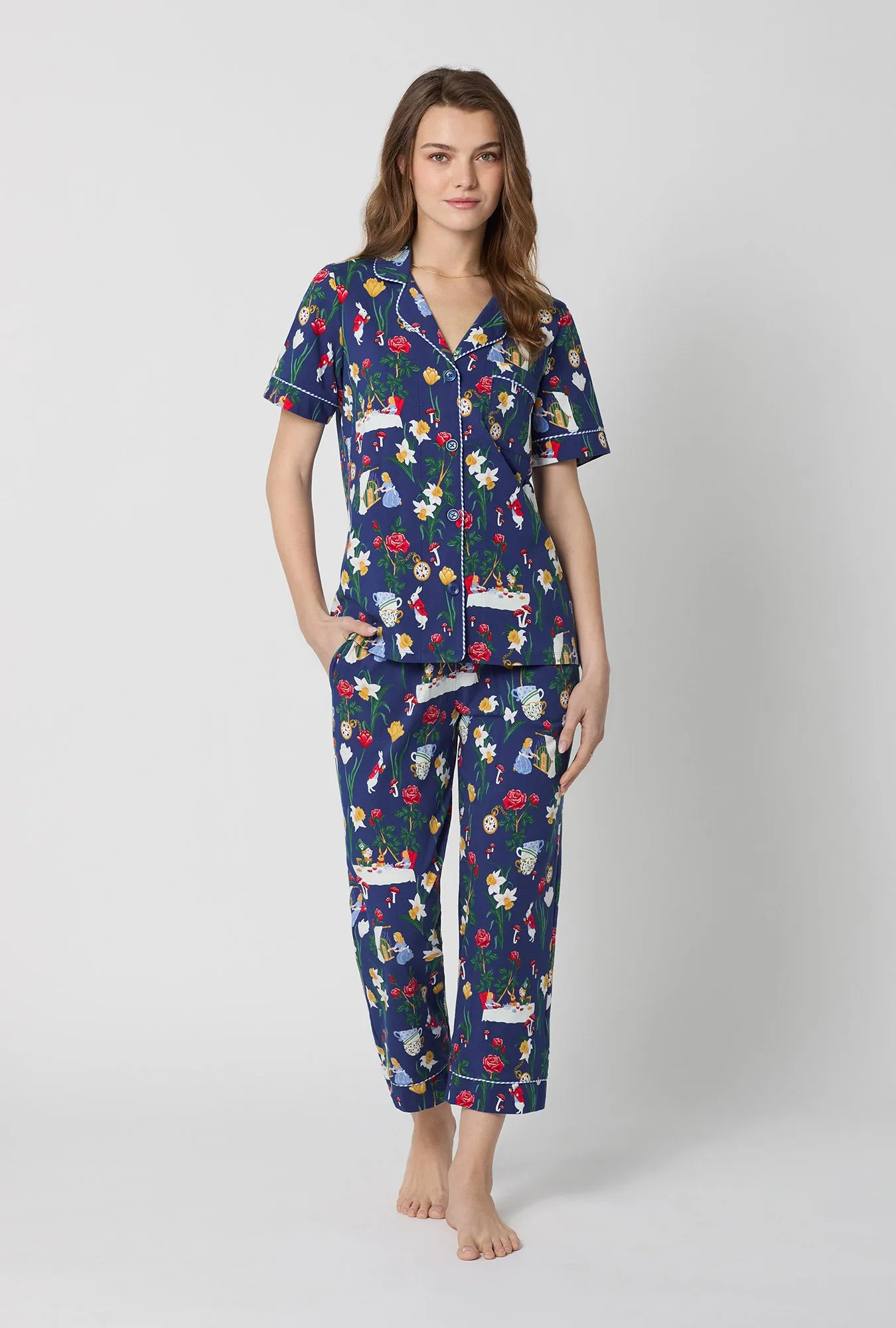 Alice's Adventures Short Sleeve Classic Stretch Jersey Cropped Pj Set sold by BedHead product image thumbnail 2