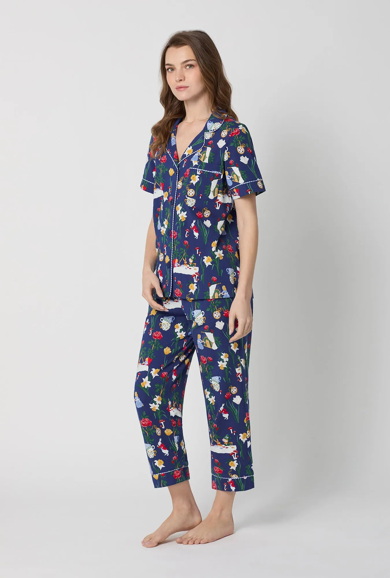 Alice's Adventures Short Sleeve Classic Stretch Jersey Cropped Pj Set sold by BedHead product image thumbnail 3