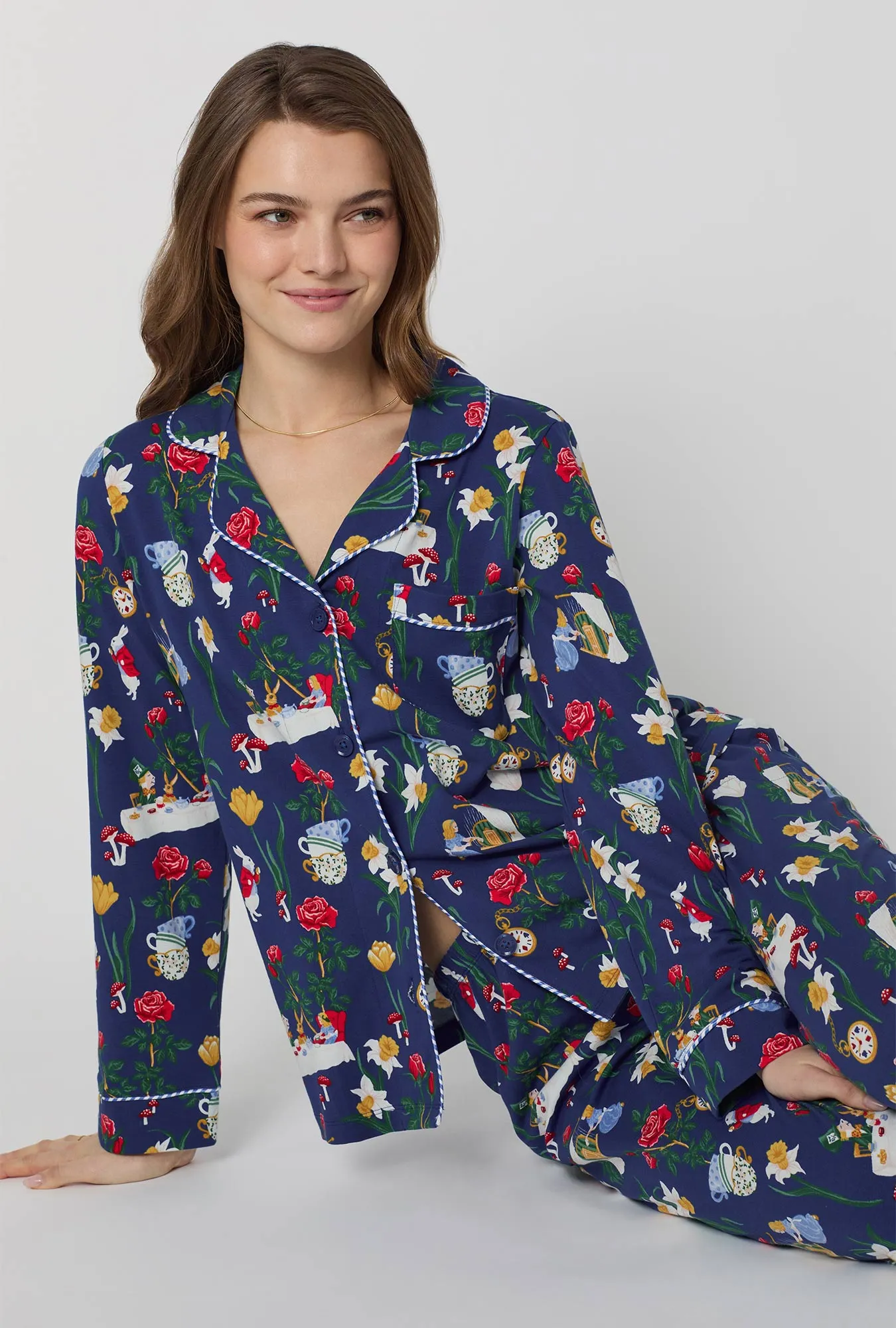 Alice's Adventures Long Sleeve Classic Stretch Jersey Pj Set sold by BedHead